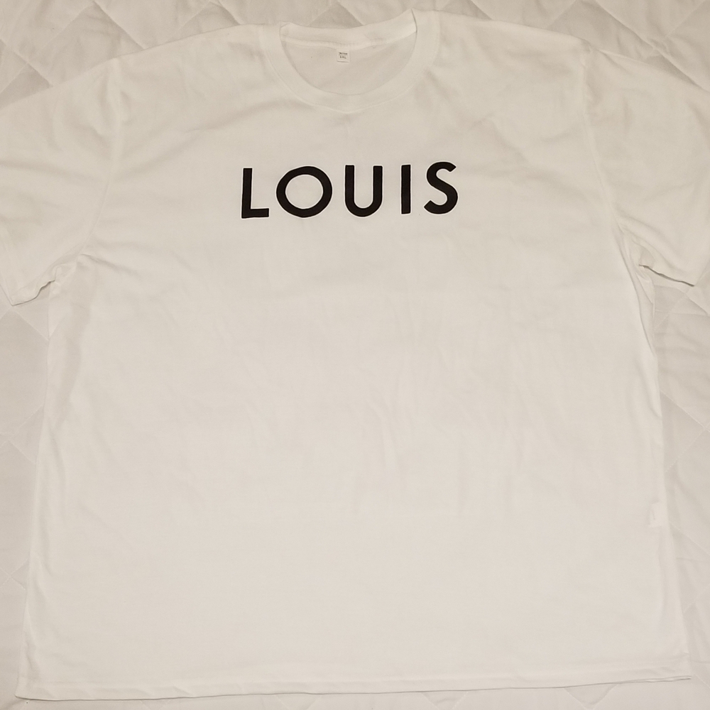 Louis Vuitton White Tee with Black Lettering